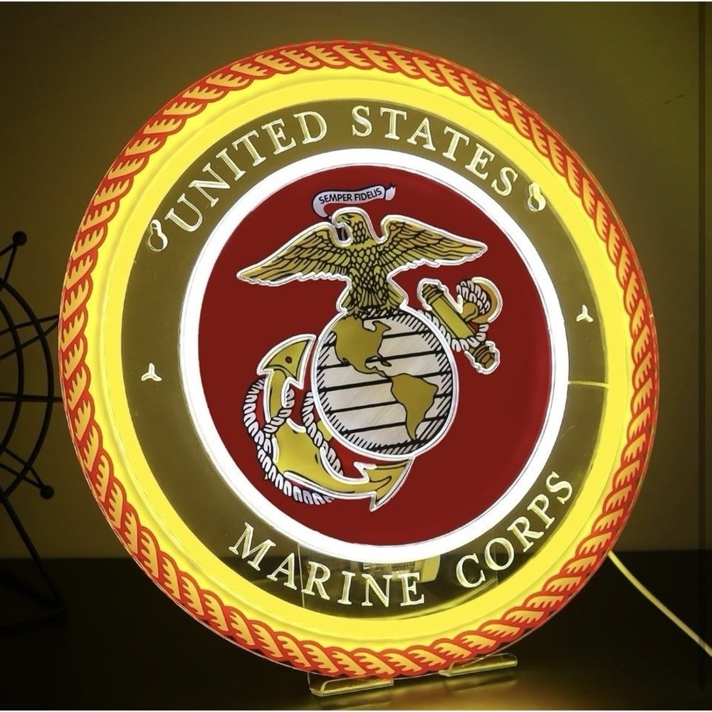 Marine Corp Neon Lights Veteran Neon Signs Wall Decor for Man Cave Bedroom Bar